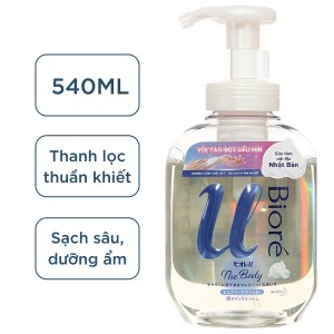 Bọt tắm siêu mịn Bioré U The Body thanh lọc thuần khiết chai 540ml