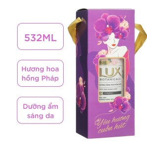 Hộp quà sữa tắm Lux Botanicals hương hồng Pháp nồng nàn cao cấp cho da sáng mịn rạng ngời 532ml