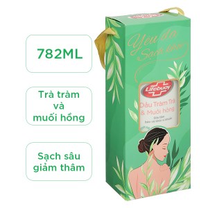 Hộp quà sữa tắm Lifebuoy tràm trà và muối hồng chai 782ml