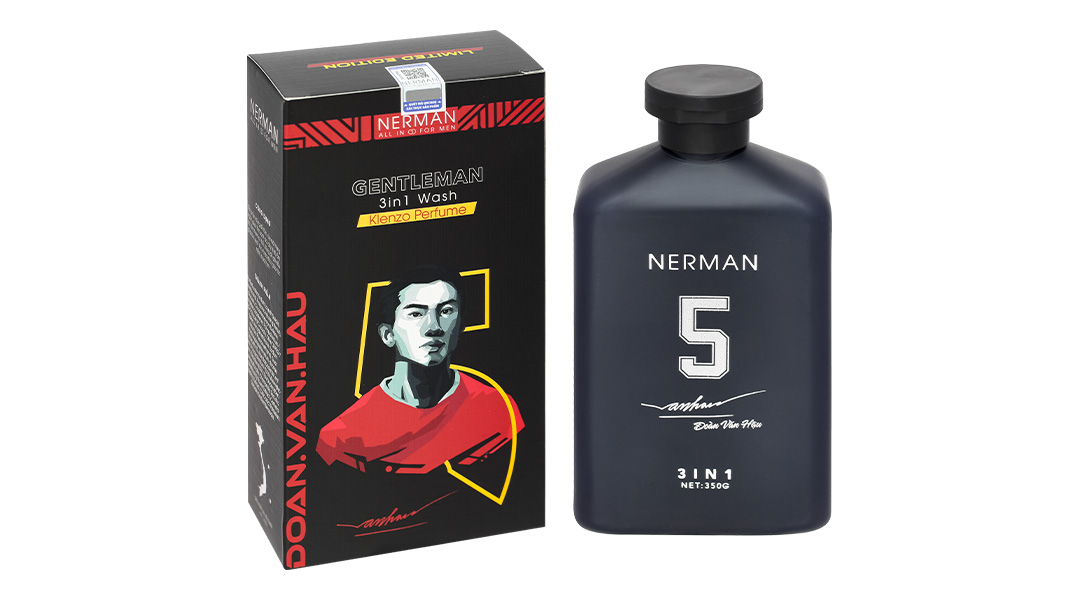 Gel tắm, gội, rửa mặt Nerman Gentleman 3in1 hương nước hoa chai 350ml ...