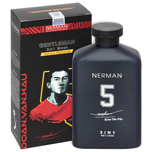 Gel tắm, gội, rửa mặt Nerman Gentleman 3in1 hương nước hoa chai 350ml ...