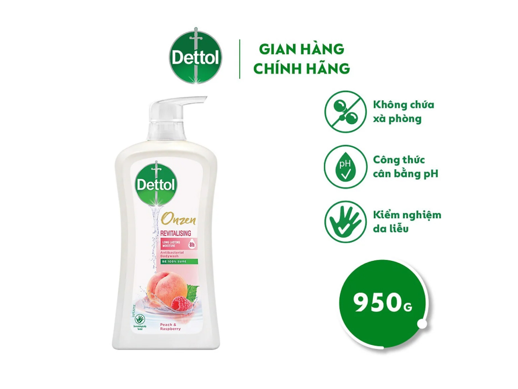 Sữa tắm Dettol dưỡng ẩm hương đào và phúc bồn tử 950g 2