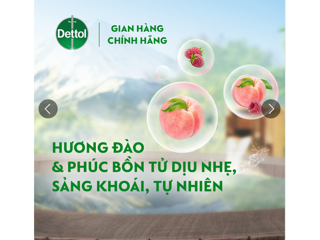 Sữa tắm Dettol dưỡng ẩm hương đào và phúc bồn tử 950g 3