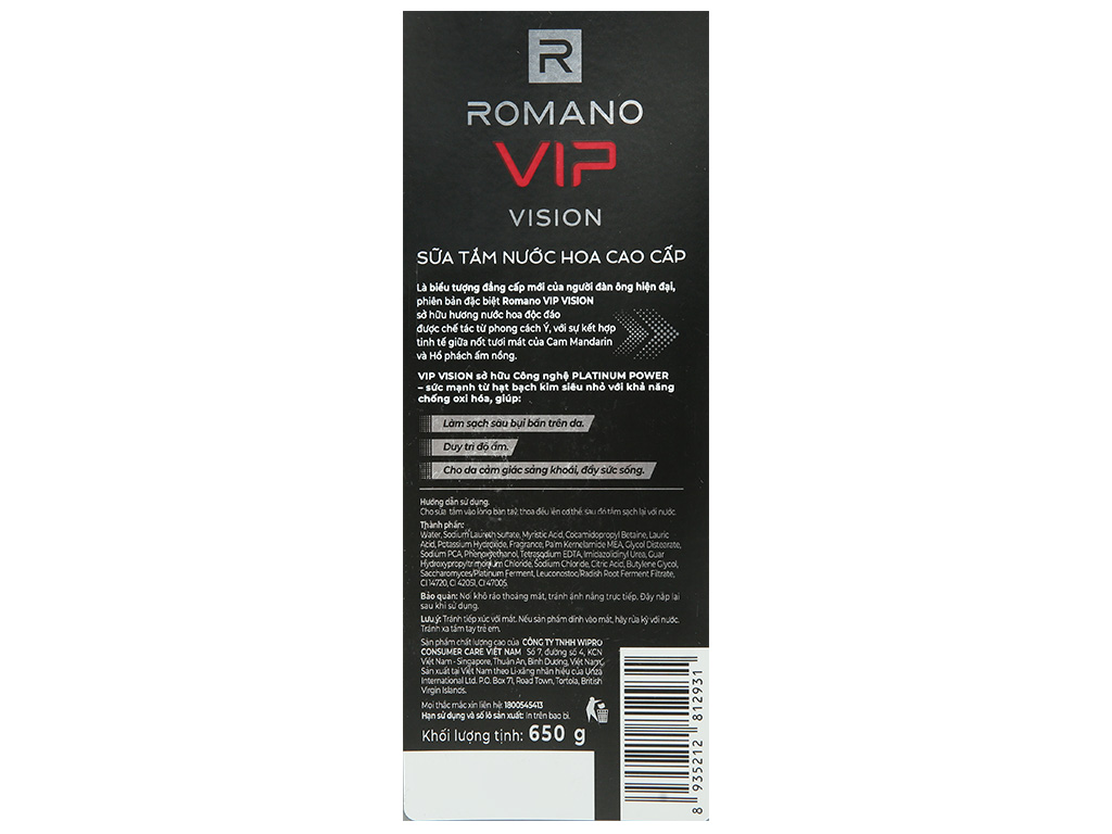 Sữa tắm cao cấp Romano Vip 650g giá tốt tại Bách hoá XANH