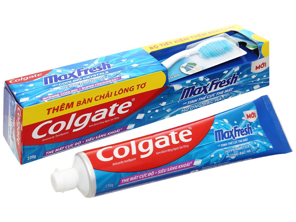 Tìm hiểu về kdr colgate maxfresh bạc hà 230g + bcdr 