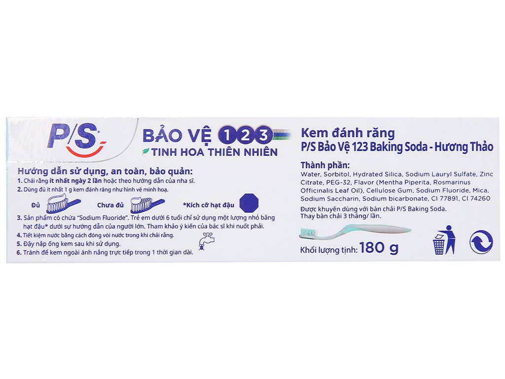 Kem đánh răng P/S bảo vệ 123 baking soda & hương thảo 180g 5