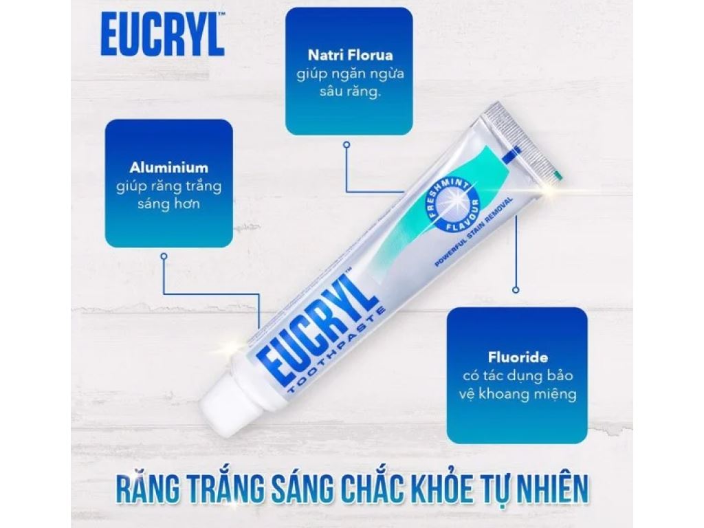 Tìm hiểu về kem đánh răng tẩy trắng eucryl toothpaste 62g 