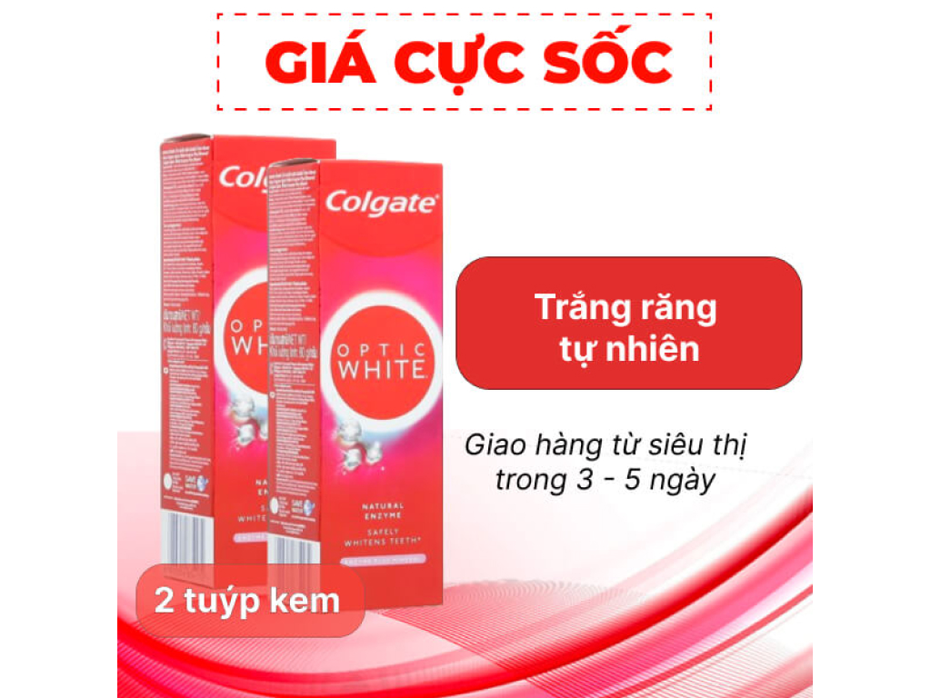 2 tuýp kem đánh răng Colgate Optic White Enzyme Mineral 80g