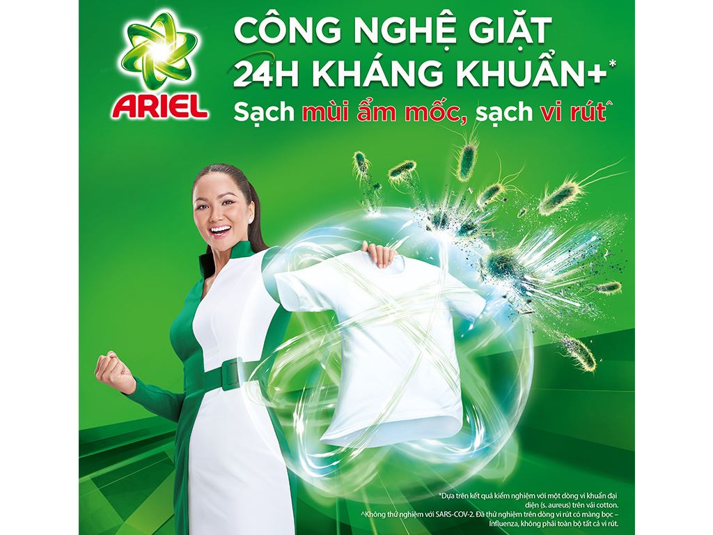Bột giặt Ariel Sạch Hoàn Hảo, Phơi Trong Nhà - Khử Mùi Ẩm Mốc túi 3.8kg 2