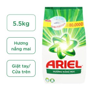 Bột giặt Ariel Sạch hoản hảo - Khử mùi hôi hương nắng mai 5.5kg