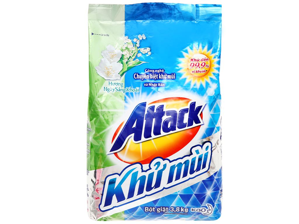 Bột giặt Attack khử mùi hương ngày sảng khoái 3.8kg 0