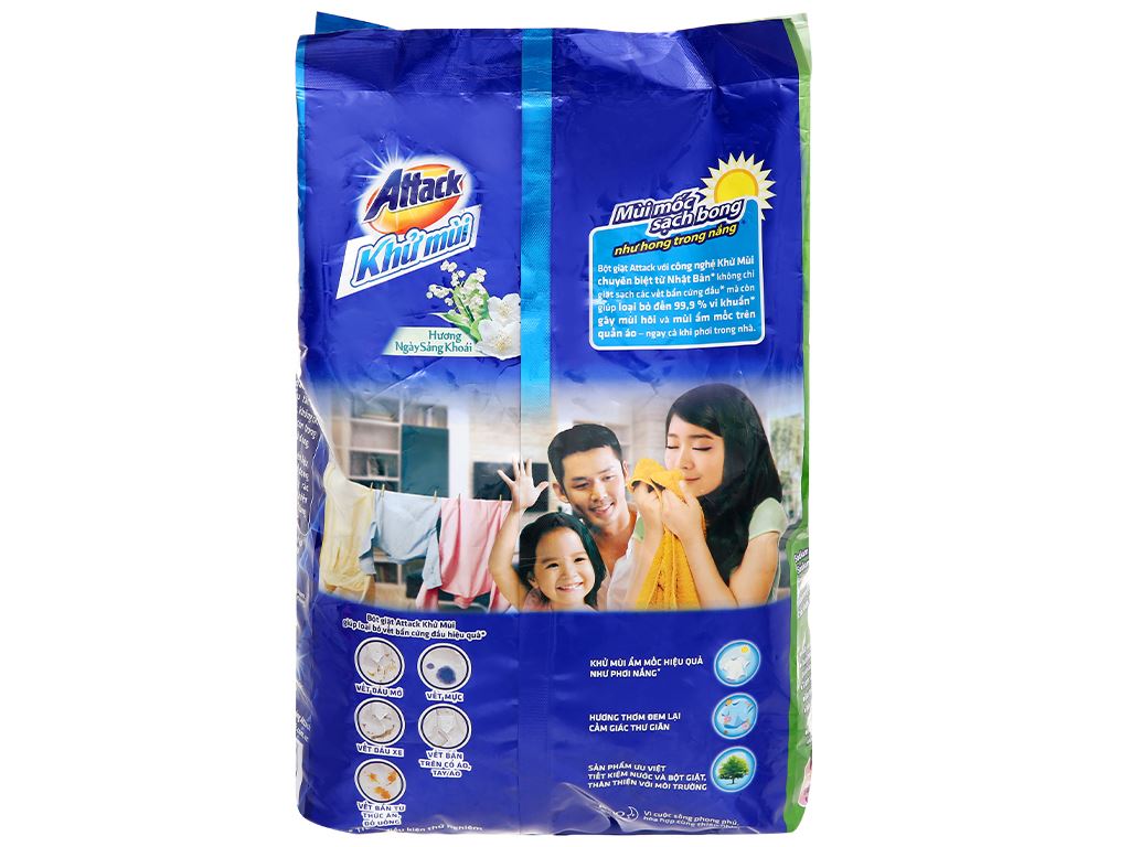 Bột giặt Attack khử mùi hương ngày sảng khoái 3.8kg 1