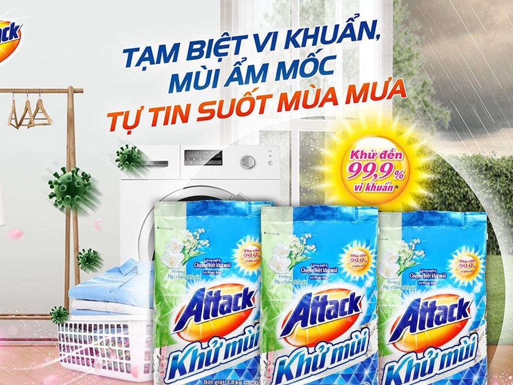 Bột giặt khử mùi Attack túi 3.8kg giá tốt tại Bách hoá XANH