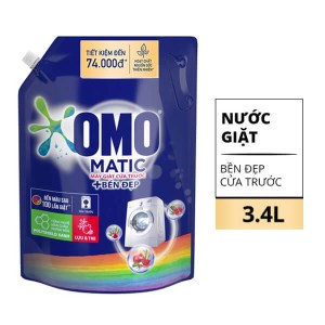 Nước giặt OMO cửa trước bền màu với tinh chất lựu tre xoáy bay vết bẩn và hương thơm bền lâu túi 3.4 lít