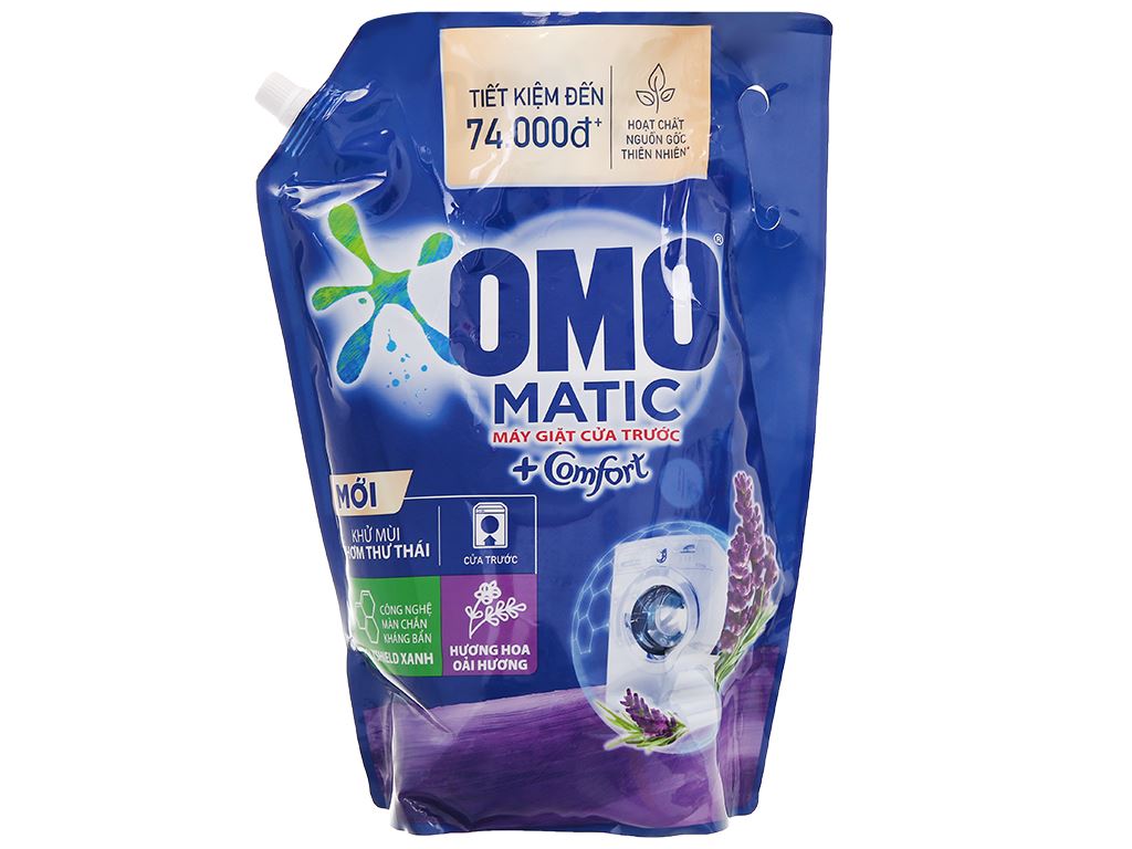 Nước giặt OMO Matic cửa trước khử mùi thư thái hương hoa oải hương túi 3.4 lít 6