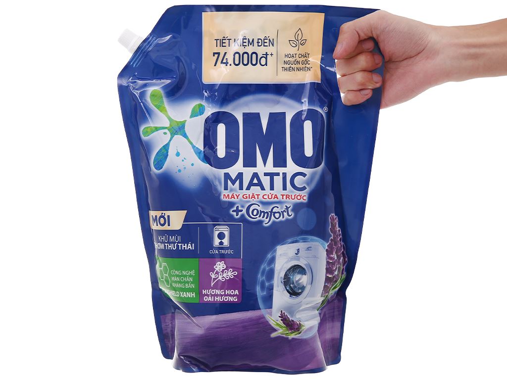 Nước giặt OMO Matic cửa trước khử mùi thư thái hương hoa oải hương túi 3.4 lít 11