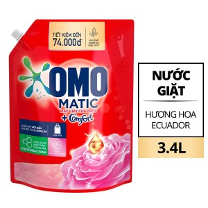 Nước giặt OMO Matic cửa trên hương hoa hồng Ecuador túi 3.4 lít