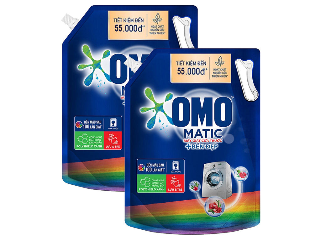 Combo 2 túi nước giặt OMO cửa trước bền màu với tinh chất lựu tre xoáy bay vết bẩn và hương thơm bền lâu 2.8 lít 1