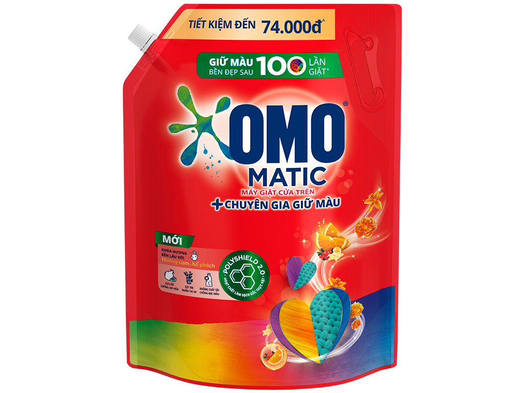 Nước giặt OMO Matic cửa trên chuyên gia giữ màu hương cam và hổ phách túi 3.6kg 2