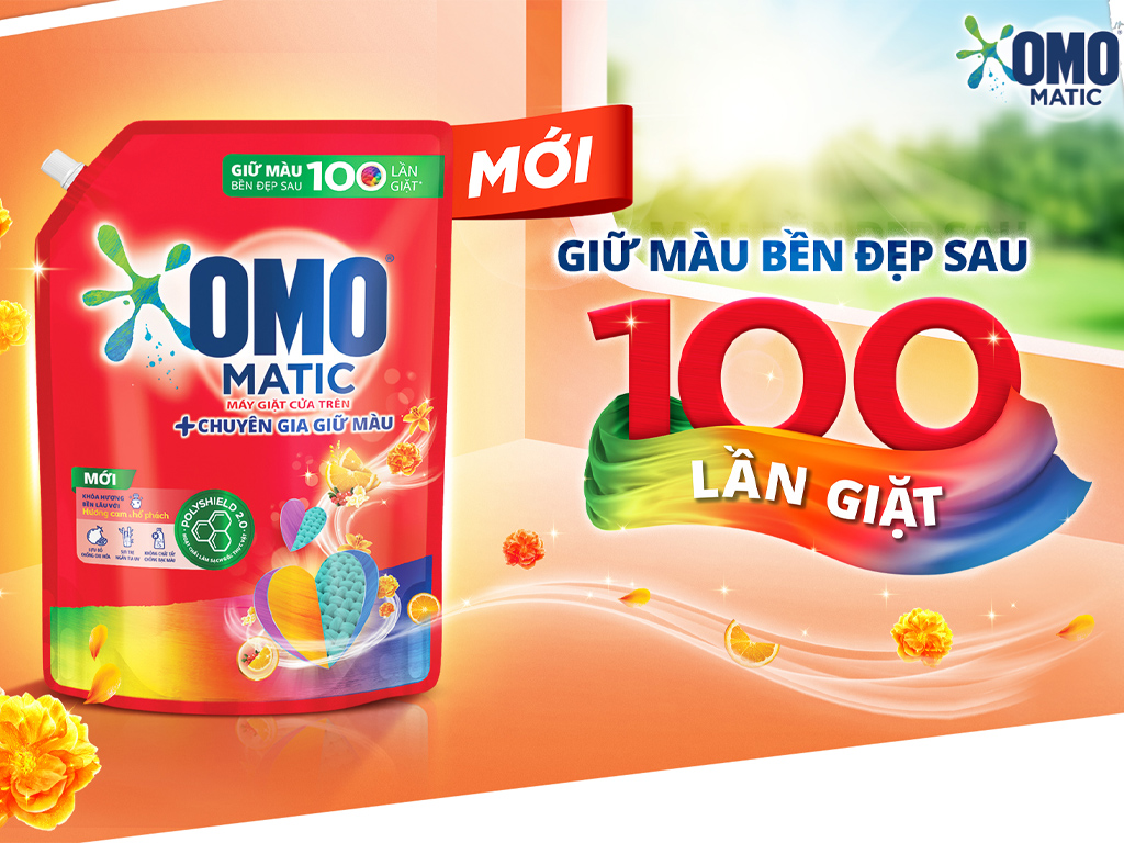 Nước giặt OMO Matic cửa trên chuyên gia giữ màu hương cam và hổ phách túi 3.6kg 1