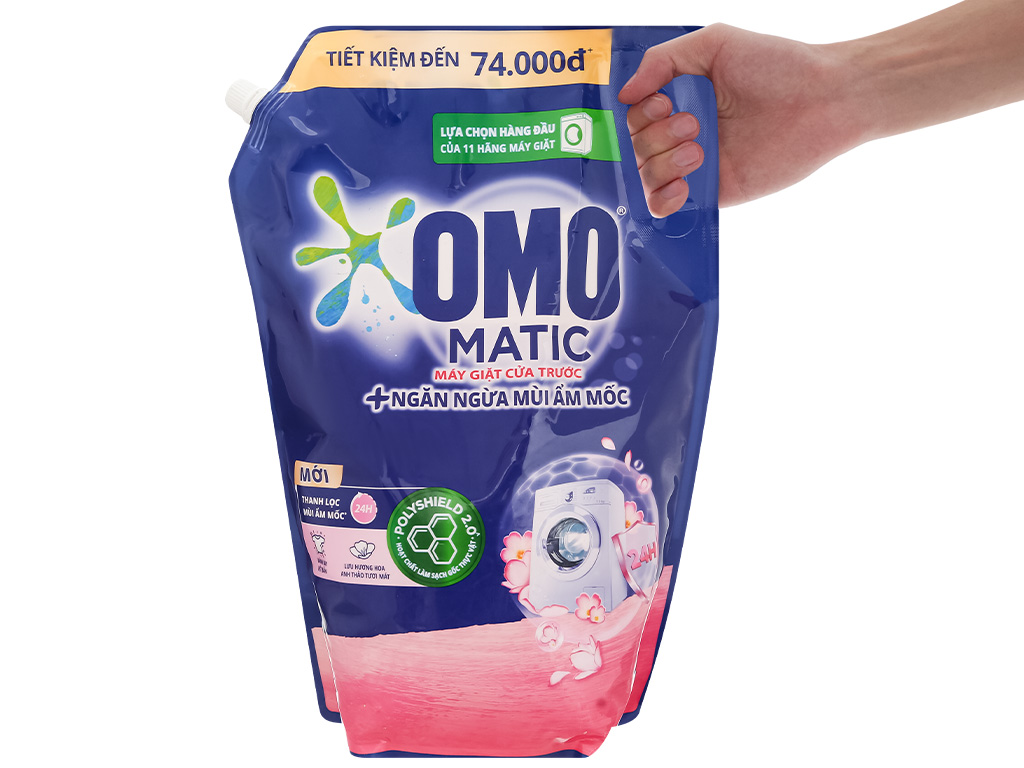 Nước giặt OMO Matic cửa trước ngăn mùi ẩm mốc túi 3.6kg 6
