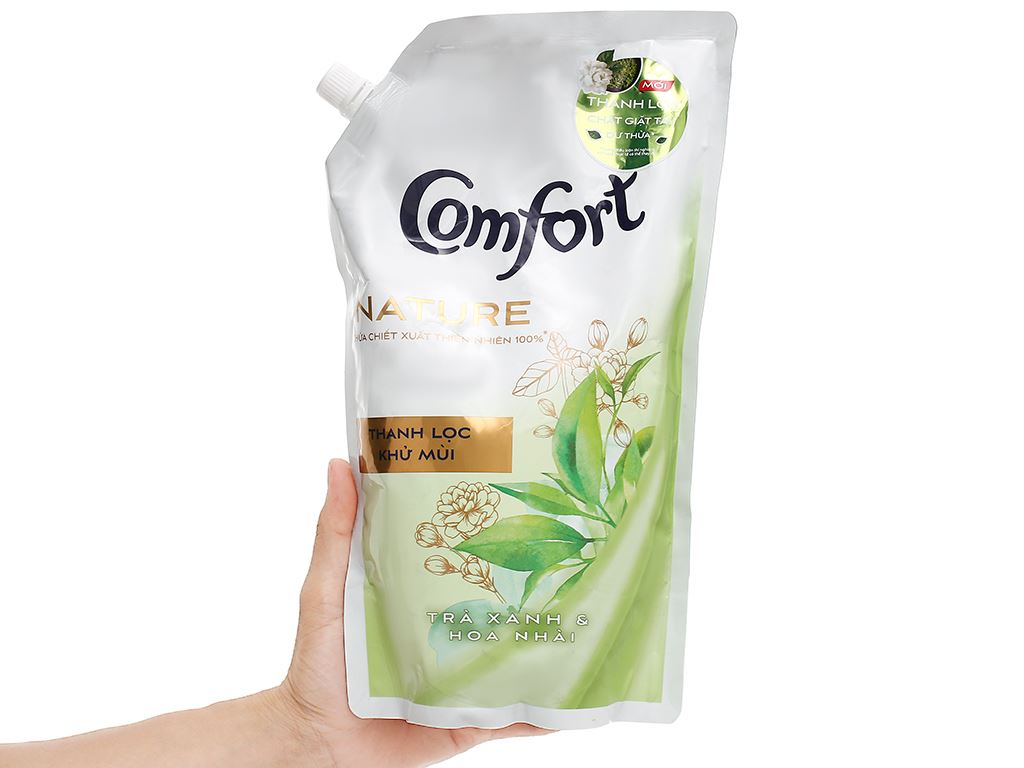 Nước xả vải Comfort Nature chiết xuất trà xanh và hoa nhài túi 1.5 lít 5