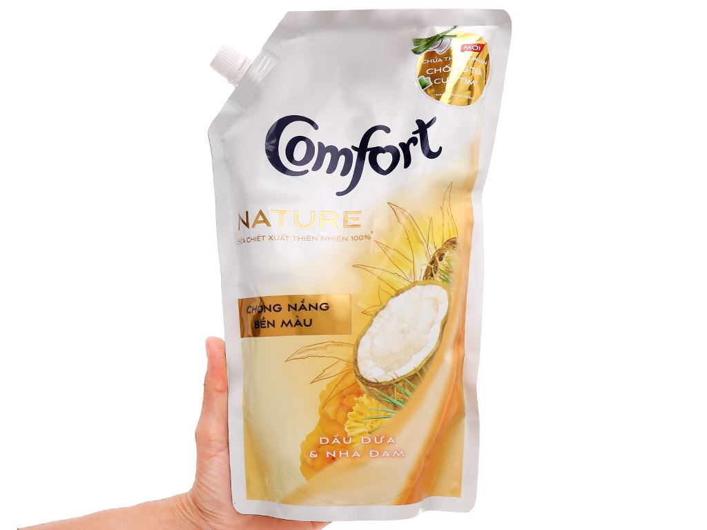 Nước xả vải Comfort Nature chiết xuất dầu dừa và nha đam túi 1.5 lít 5