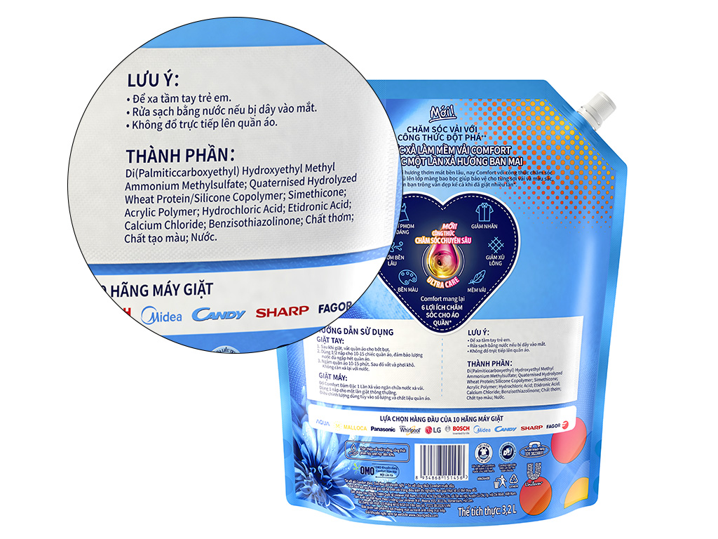 Nước xả vải giữ màu Comfort một lần xả hương ban mai túi 3.2 lít 14