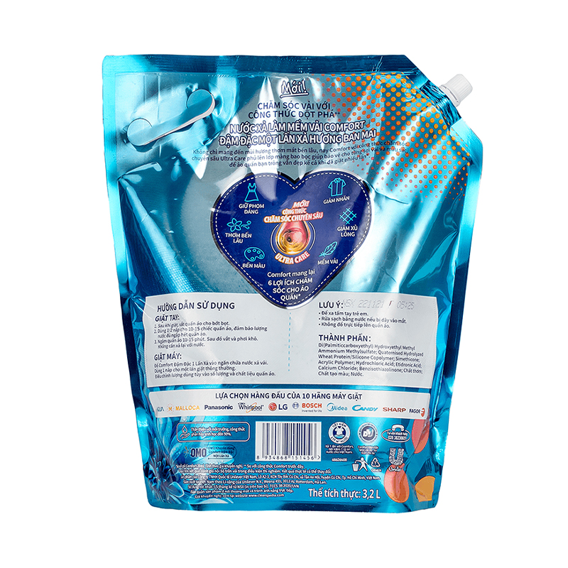 Nước xả Comfort 1 Lần Xả hương ban mai túi 2.8 lít 20