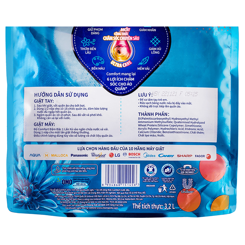 Nước xả Comfort 1 Lần Xả hương ban mai túi 2.8 lít 24