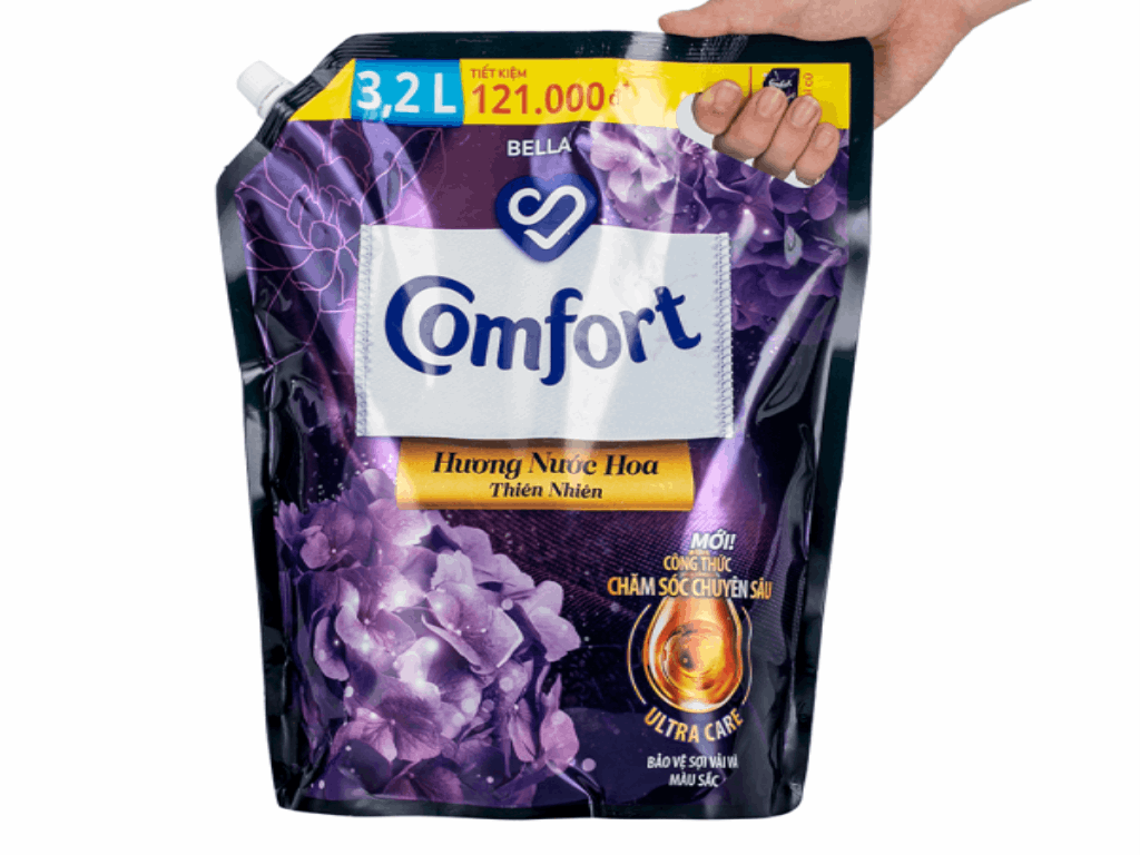 Nước xả vải Comfort giữ màu và bền vải hương nước hoa thiên thiên Bella với công thức chăm sóc chuyên sâu túi 3.2 lít 7