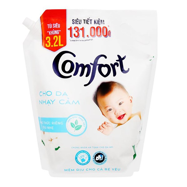 Nước xả quần áo cho bé Comfort cho da nhạy cảm hương phấn dịu nhẹ túi 2.6 lít 14
