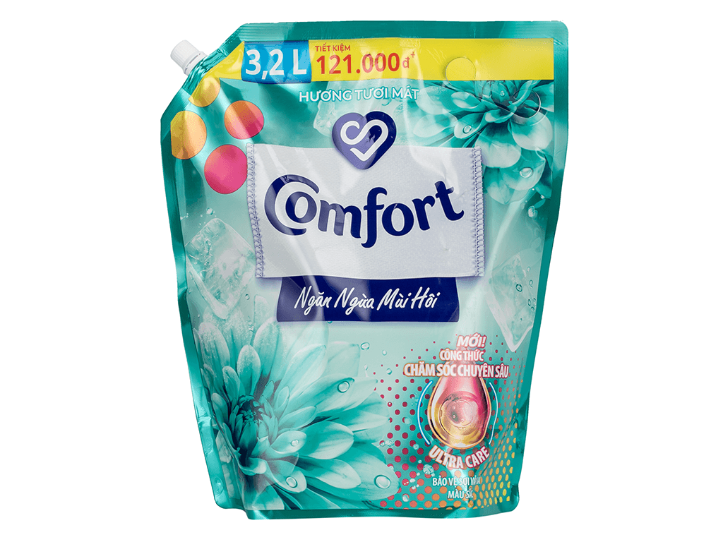 Nước xả vải Comfort giữ màu và bền vải ngăn ngừa mùi hôi hương tươi mát với công thức chăm sóc chuyên sâu túi 3.2 lít 7