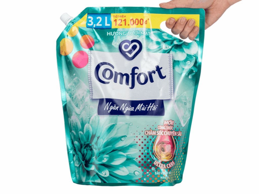 Nước xả vải Comfort giữ màu và bền vải ngăn ngừa mùi hôi hương tươi mát với công thức chăm sóc chuyên sâu túi 3.2 lít 10