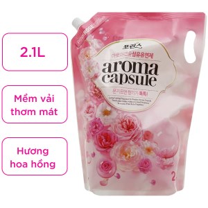 Nước xả mềm vải Aroma Capsule hương hoa hồng túi 2.1 lít