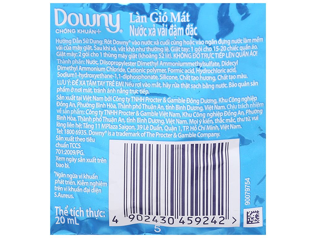 10 gói Nước xả vải Downy làn gió mát 20ml 4