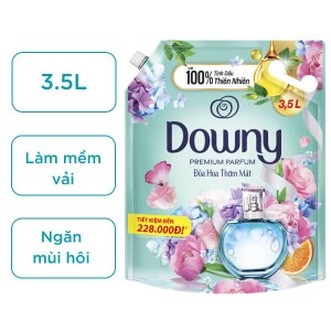 Nước xả vải Downy tinh dầu thiên nhiên đóa hoa thơm mát túi 3.5 lít