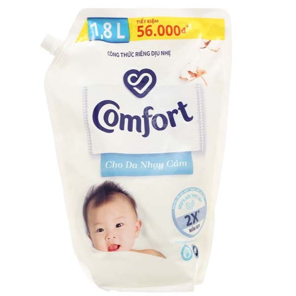 Nước xả quần áo cho bé Comfort cho da nhạy cảm hương phấn dịu nhẹ túi 2.6 lít 10