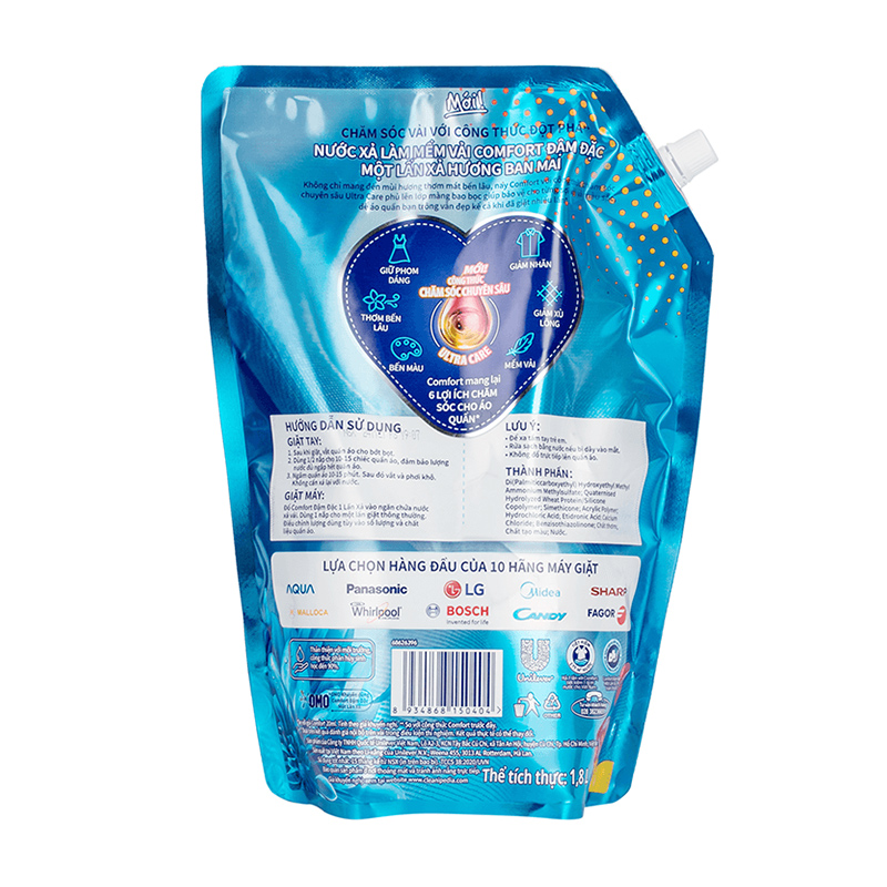 Nước xả Comfort 1 Lần Xả hương ban mai túi 2.8 lít 8