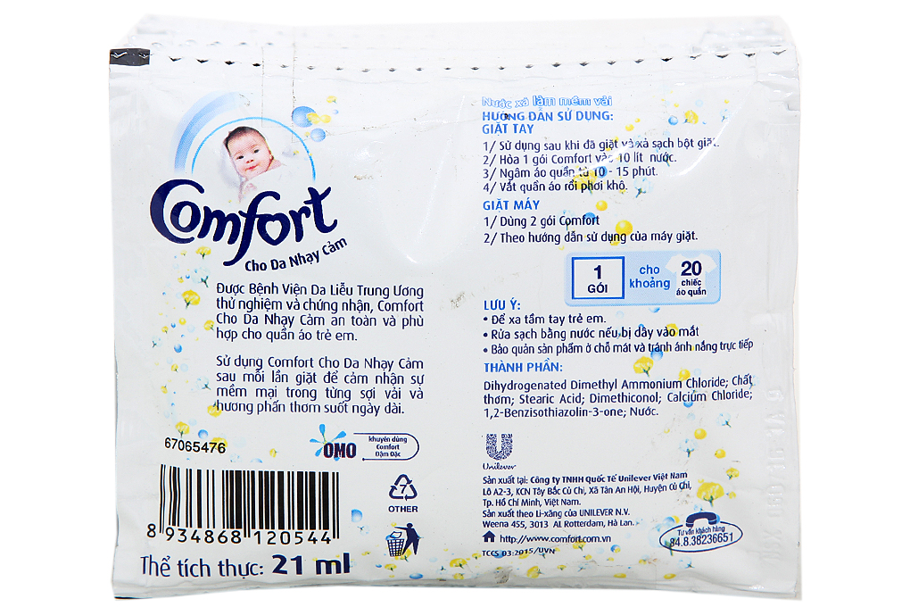 Nước xả Comfort cho da nhạy cảm gói 21ml (dây 10 gói)