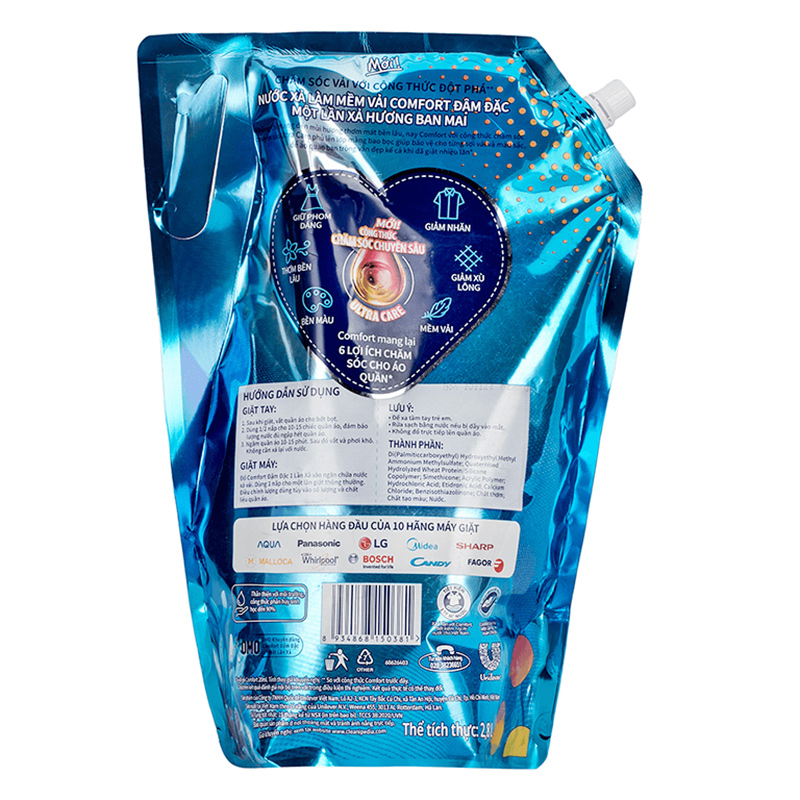 Nước xả Comfort 1 Lần Xả hương ban mai túi 2.8 lít 2