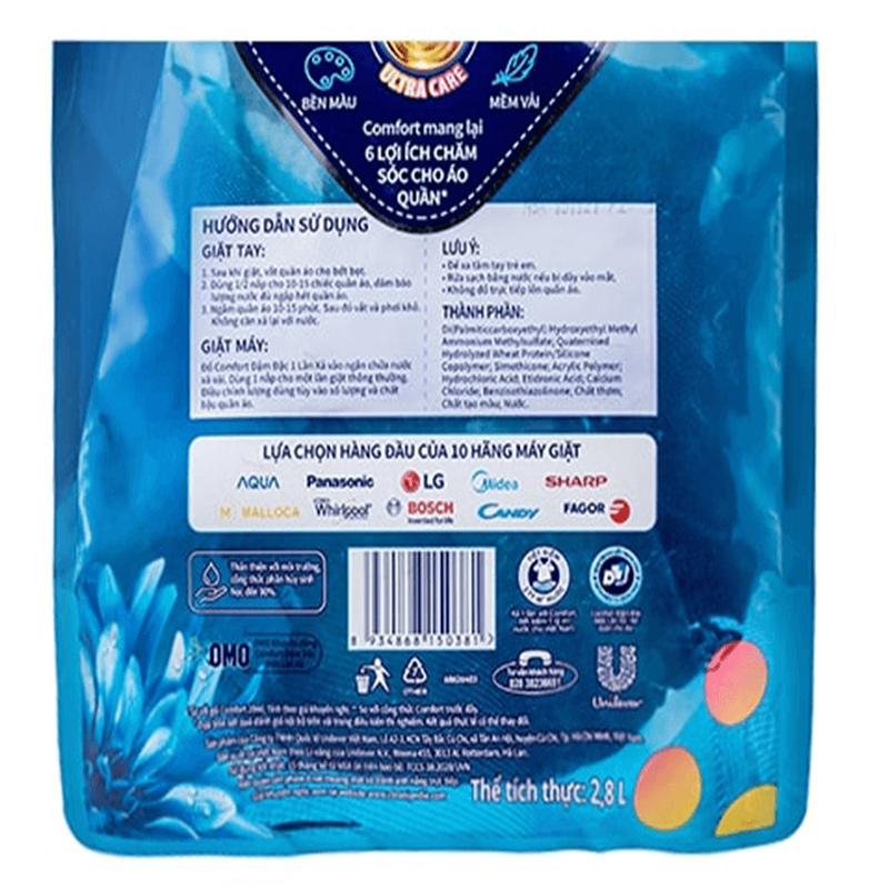 Nước xả Comfort 1 Lần Xả hương ban mai túi 2.8 lít 6