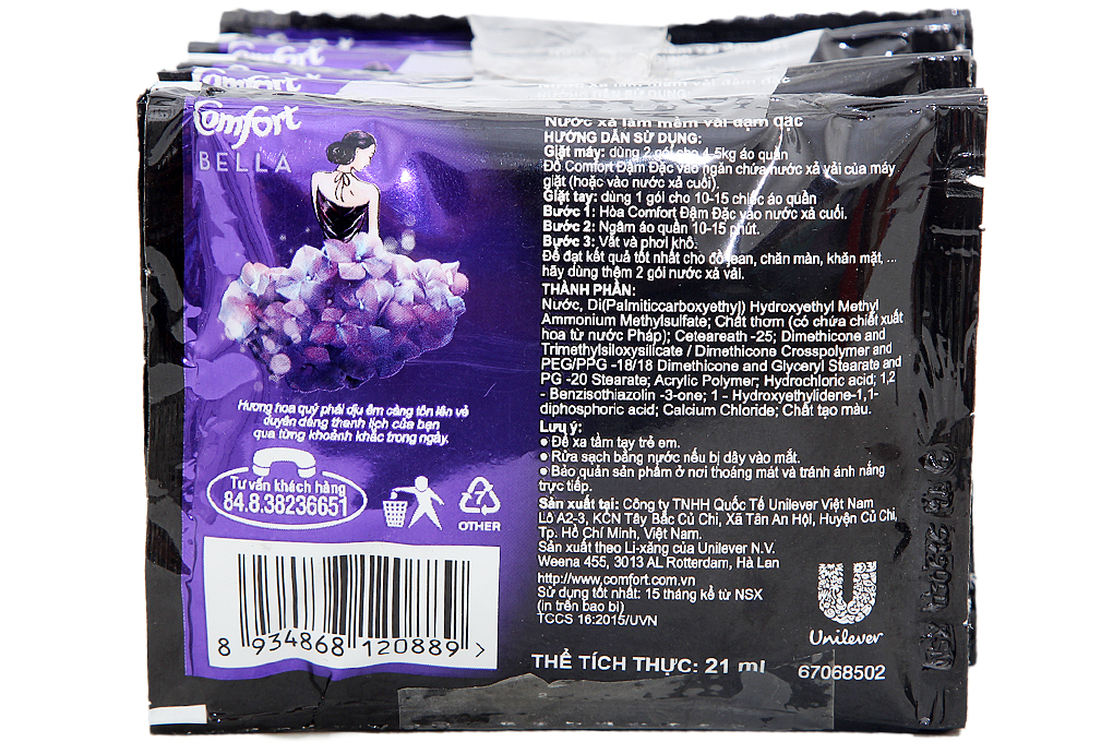 Nước xả Comfort hương nước hoa Bella gói 21ml (dây 10 gói)