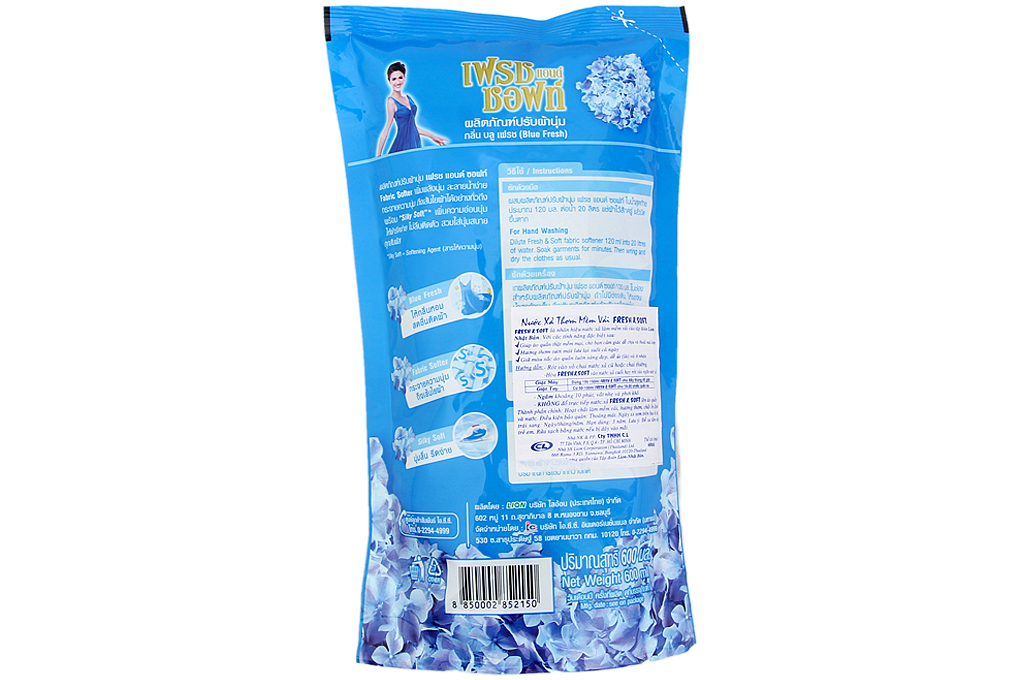 Nước xả Fresh & Soft blue fresh túi 600ml