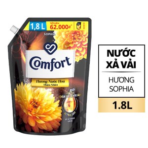 Nước xả vải Comfort giữ màu và bền vải hương nước hoa thiên thiên Sofia với công thức chăm sóc chuyên sâu túi 1.8 lít