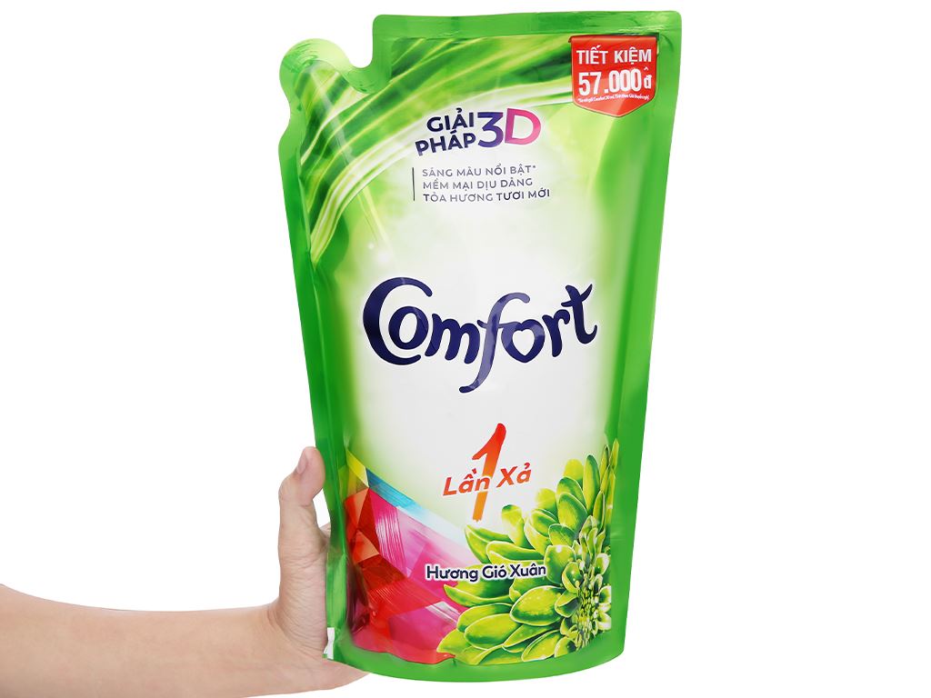 Nước xả vải Comfort một lần xả hương gió xuân túi 1.6 lít 5