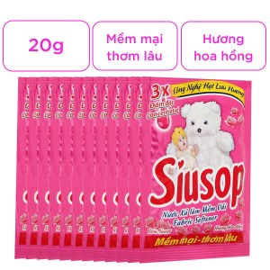10 gói nước xả vải Siusop 3x đậm đặc hương hoa hồng 16g