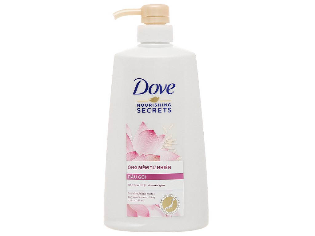 Dầu gội Dove chiết xuất hoa sen nhật và nước gạo cho tóc óng mềm tự nhiên 621ml 1