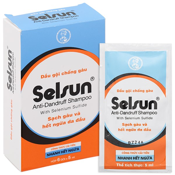 Dầu gội Selsun làm sạch gàu và hết ngứa da đầu hộp 6 gói x 5ml