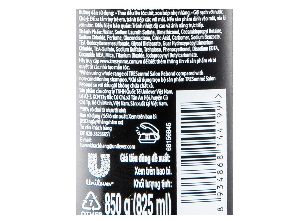 Dầu gội TRESemmé Salon Rebond giảm rụng tóc 825ml 3